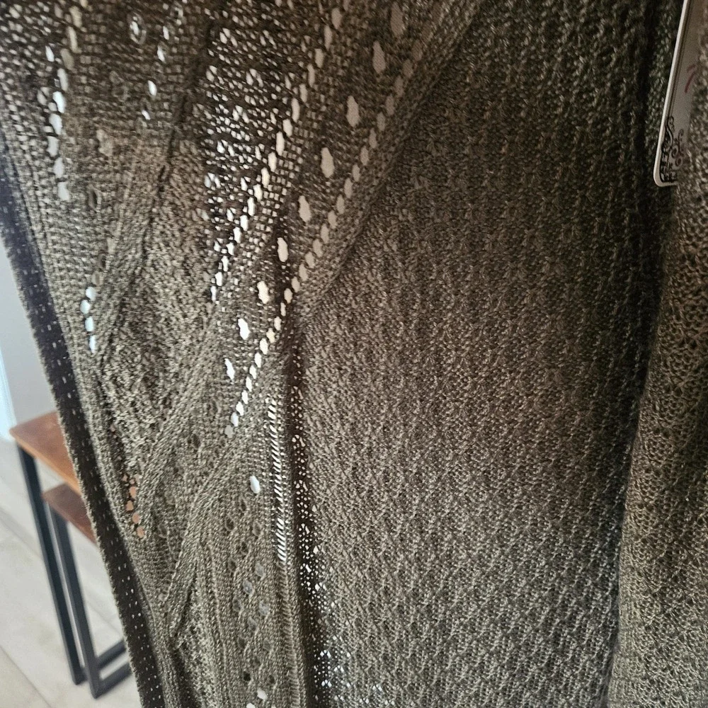 Its Our Time Women's Olive Green Long Length Knit  Open Cardigan NWT - Picture 4 of 15